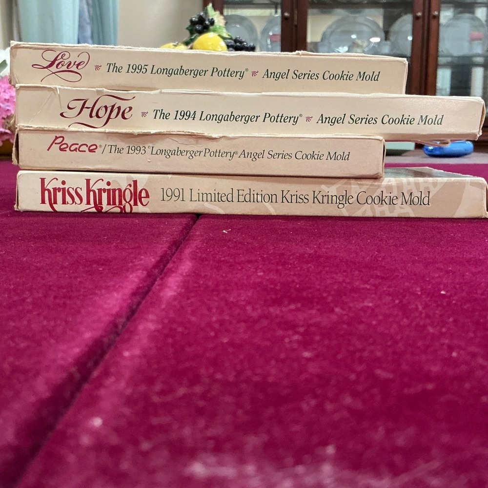 Longaberger Pottery Cookie Molds Kriss Kringle Peace Hope Love Angel Collection